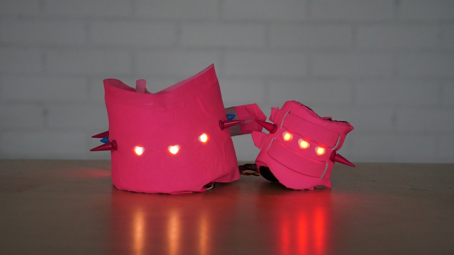 Image of red, soft electronically augmented items