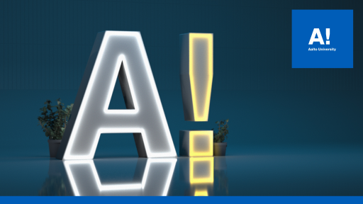 Stylized Aalto logo neonlit in a room