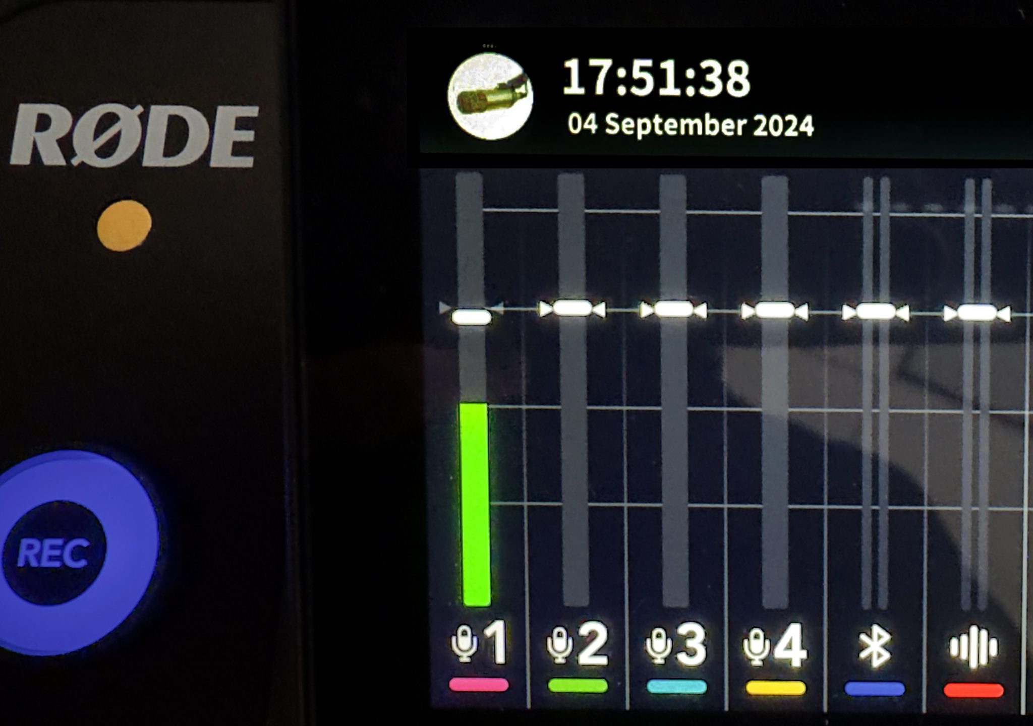 A level meter showing good levels
