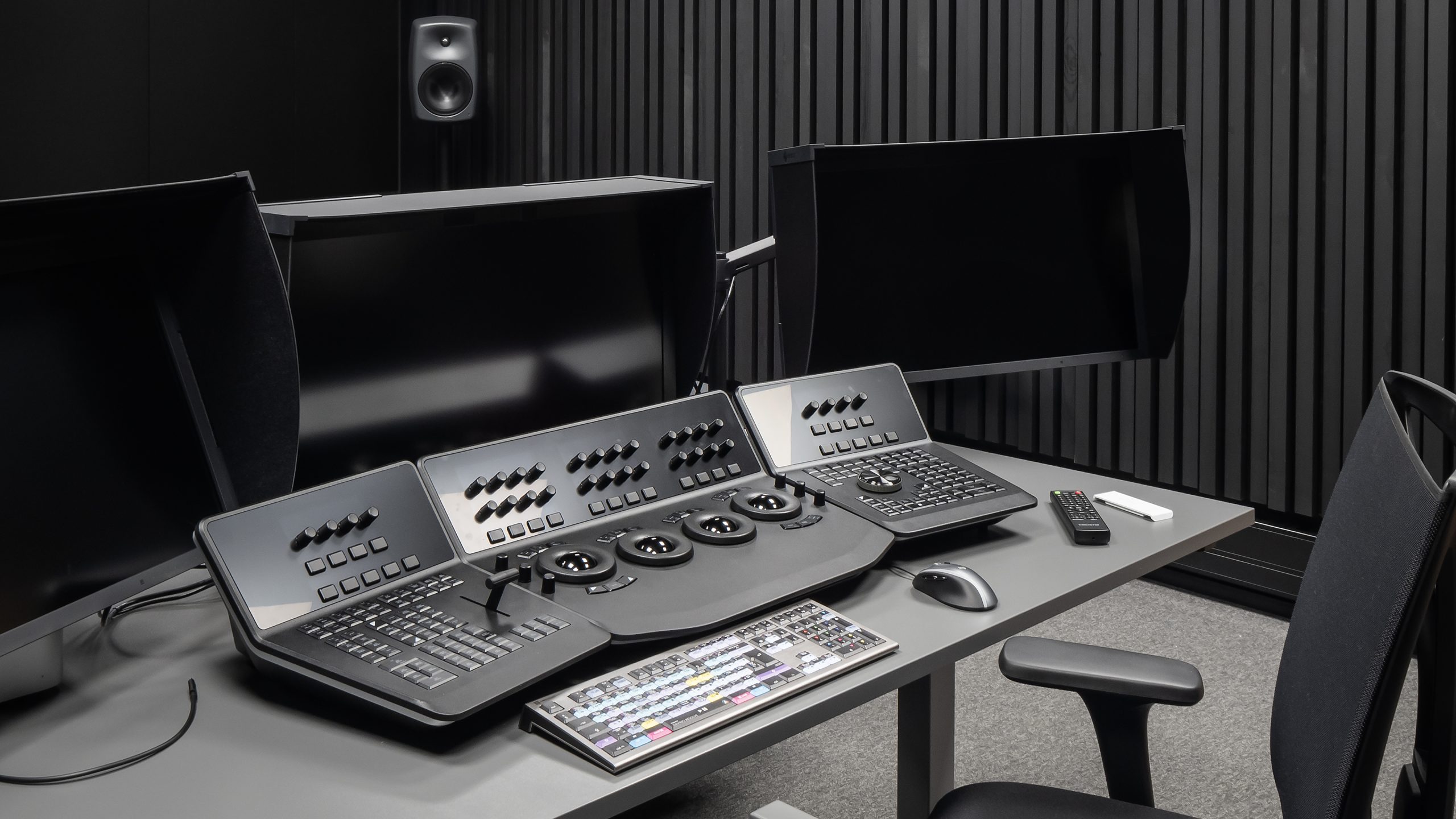 View of a color grading workstation