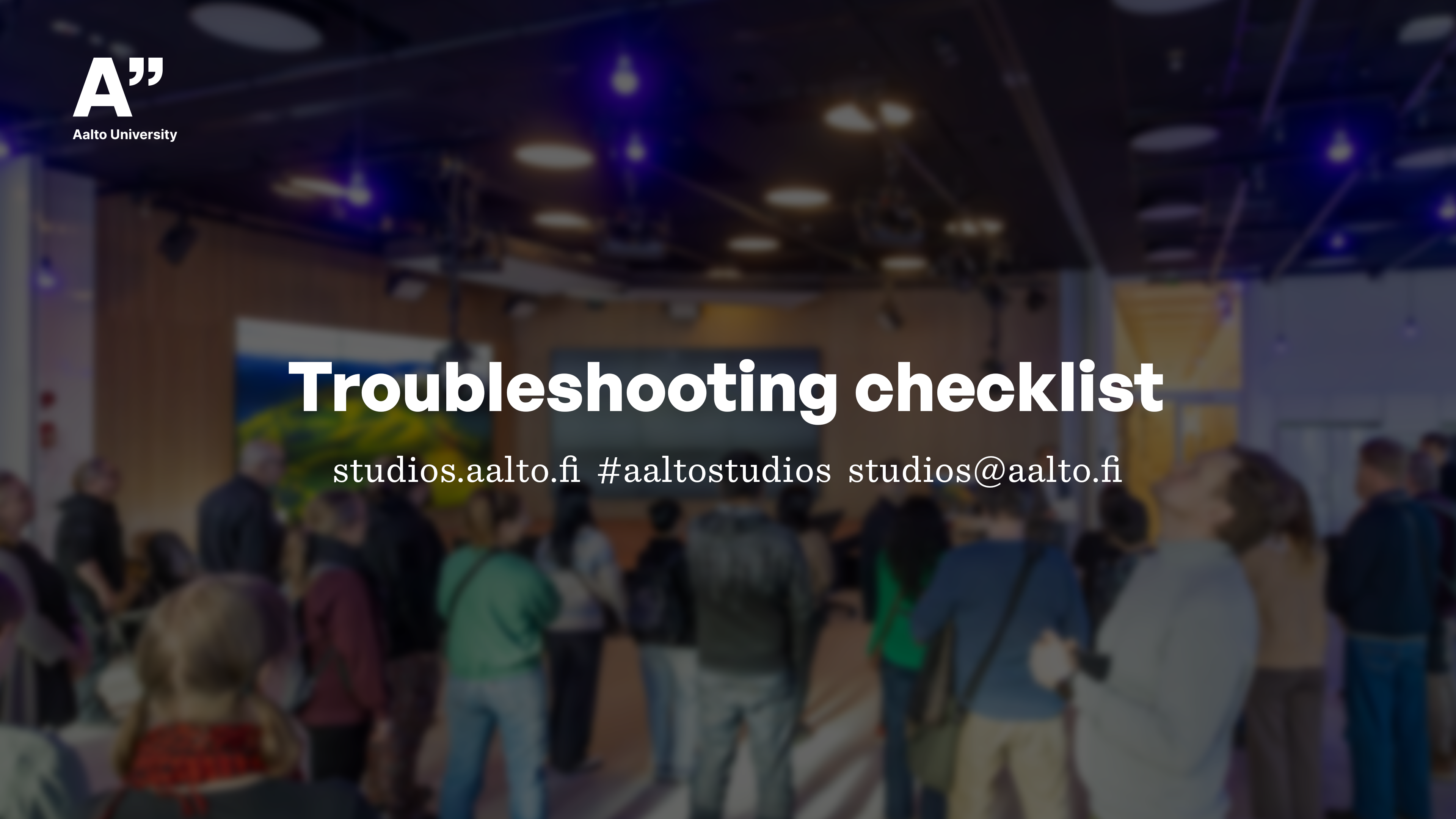 Teaching Studio troubleshooting checklist